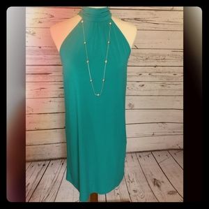 Michael Kors Turquoise Sleeveless Mockneck Mini